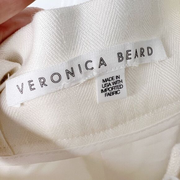 Veronica Beard Clerence Paperbag Pants in White Cream  Linen Size 2 - Picture 8 of 12
